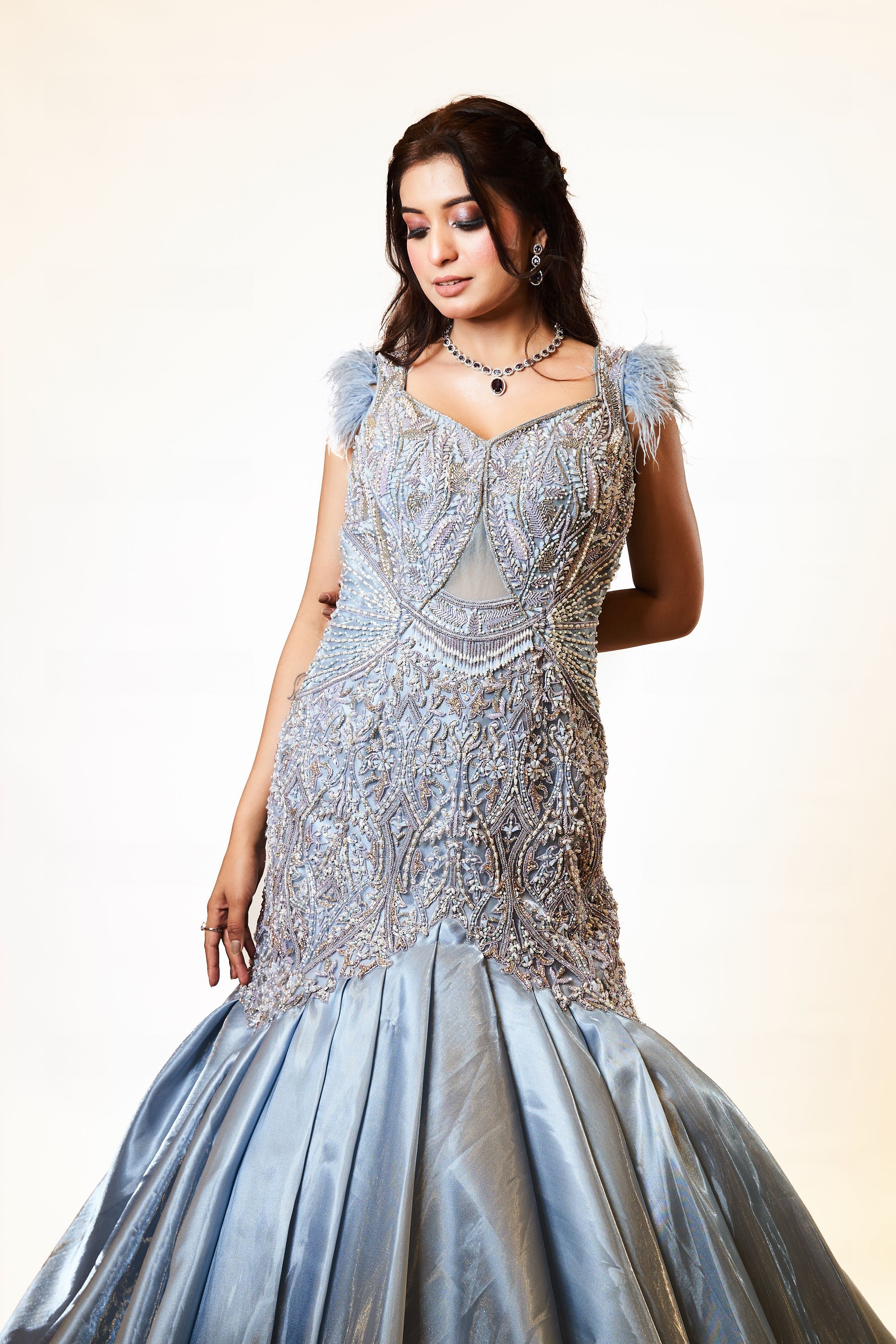 Ice Blue Mermaid Gown Aanchal Designers Ice Blue Mermaid Gown Aanchal Designers