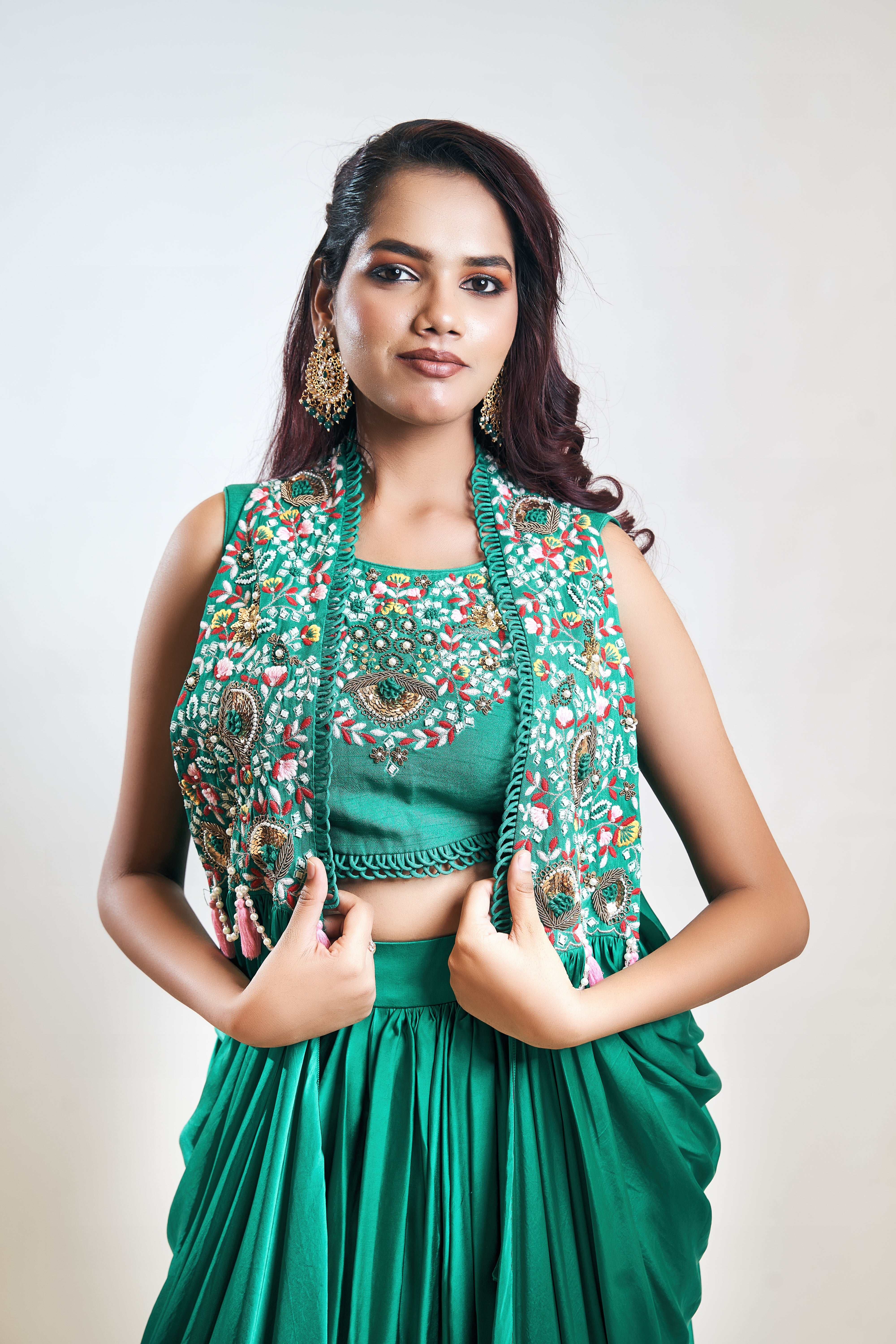 Green Dhoti Set Aanchal Designers Green Dhoti Set Aanchal Designers