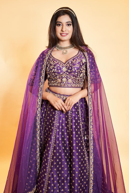 Royal zardosi purple lehanga
