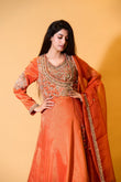 Regal Orange Embroidered Anarkali