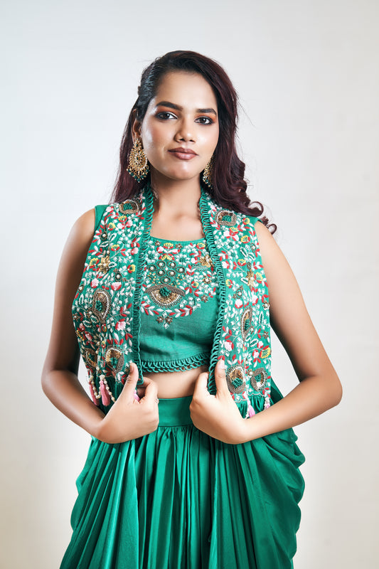 Green Dhoti Set