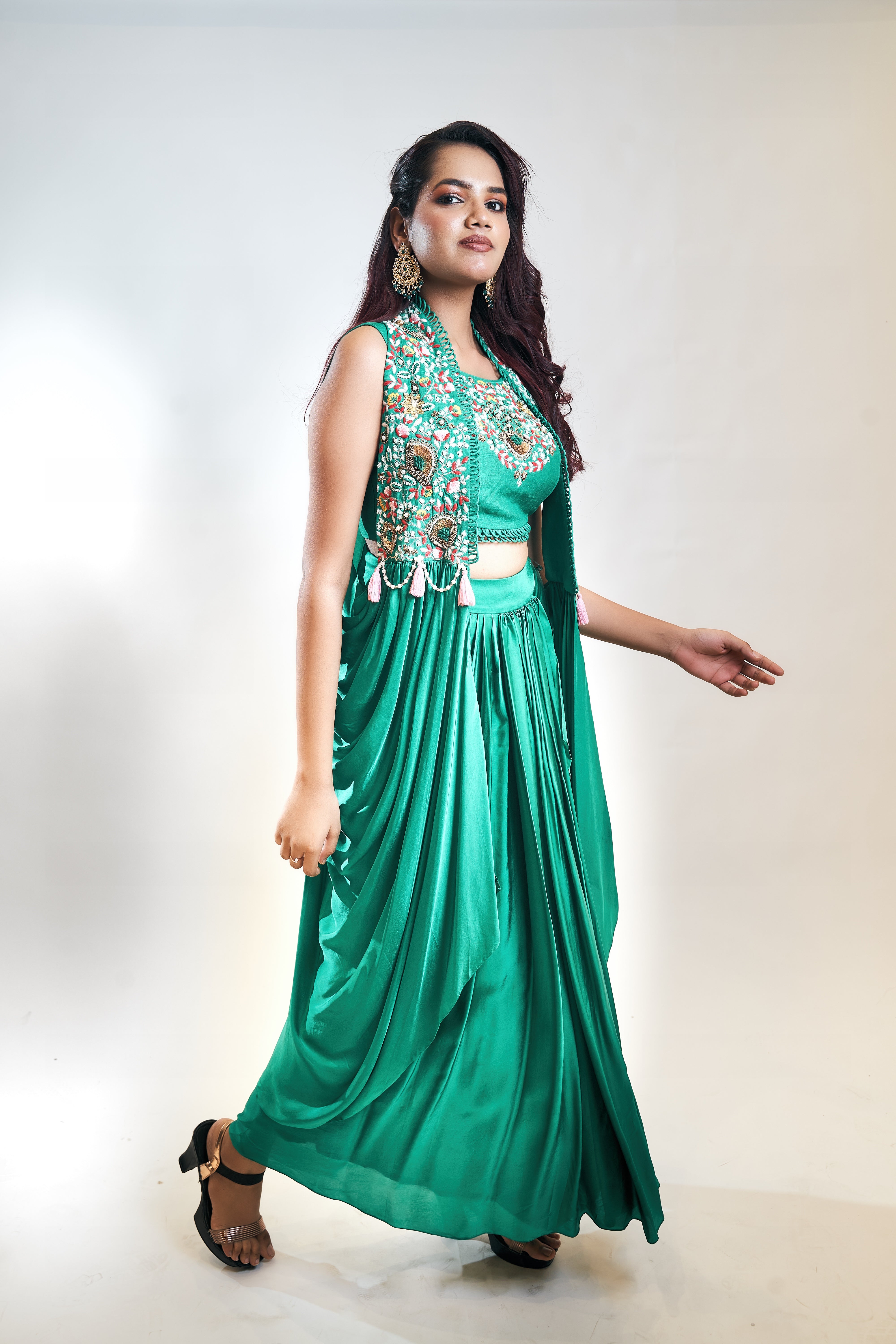 Green Dhoti Set Aanchal Designers Green Dhoti Set Aanchal Designers