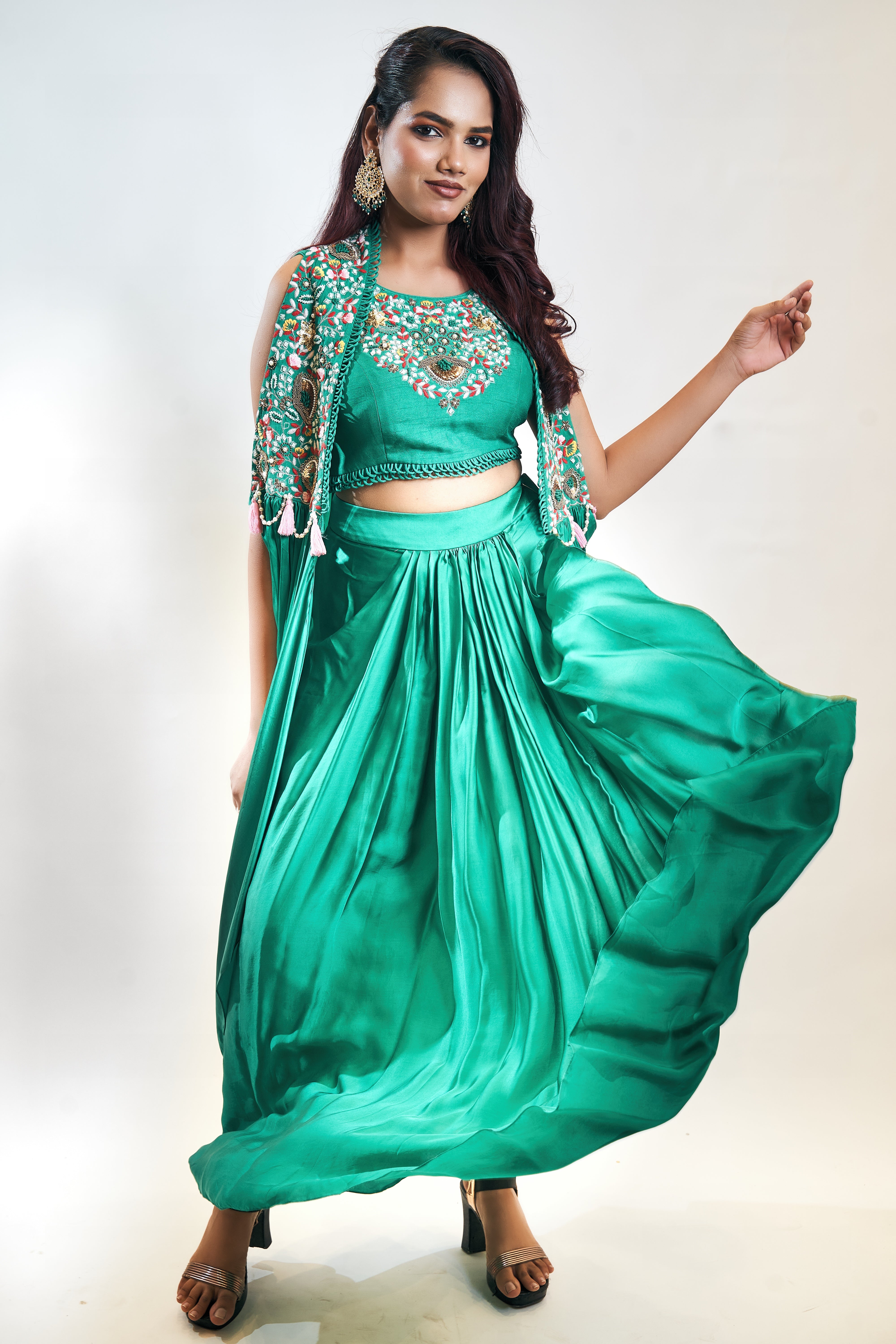 Green Dhoti Set Aanchal Designers Green Dhoti Set Aanchal Designers