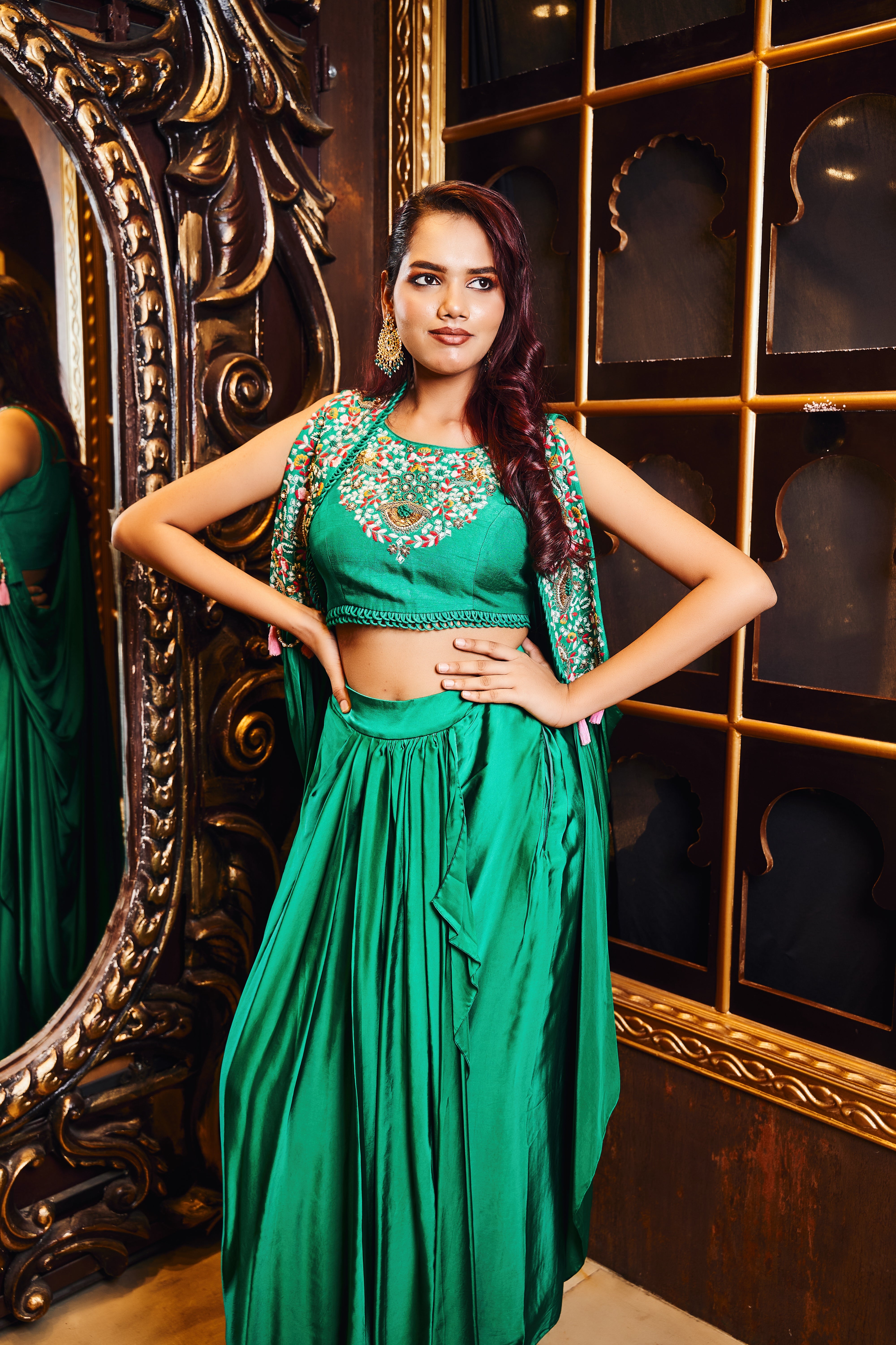 Green Dhoti Set Aanchal Designers Green Dhoti Set Aanchal Designers