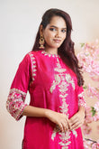 Elegant Pink Embroidered Kurta Palazzo Set