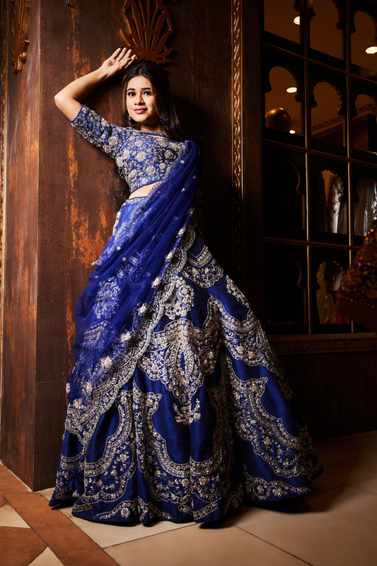 Royal Blue Zardosi Lehenga