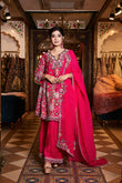 Vibrant Pink Embroidered Sharara Suit with Floral Detailing