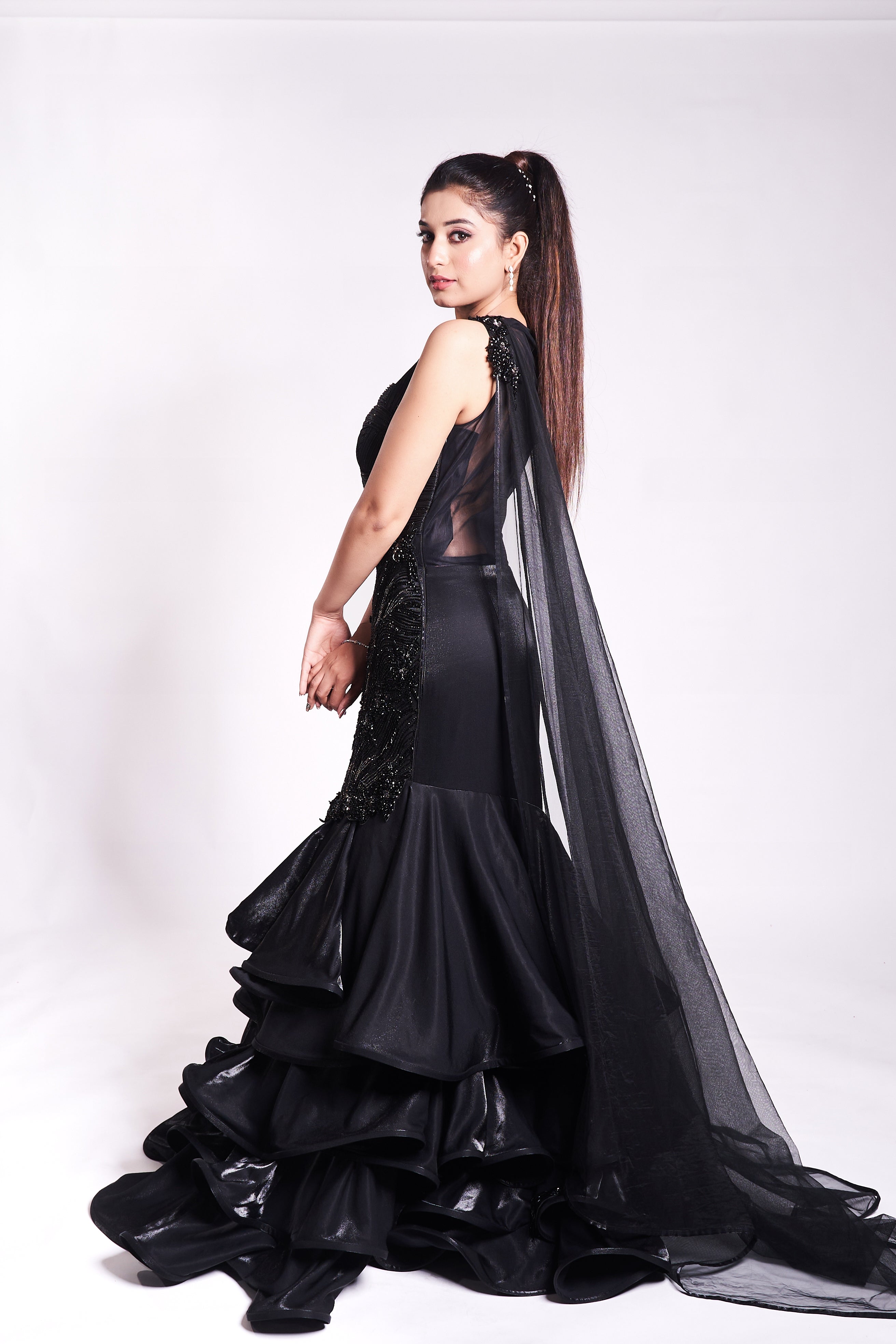 fish cut black dress Black fish cut lehenga M