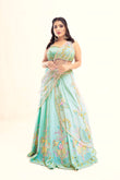 3D Beads Embroidered Drape Lehenga