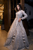 Silver Self Embroidered Lehenga