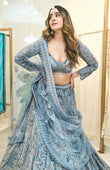 Powder Blue Embroidered Lehenga